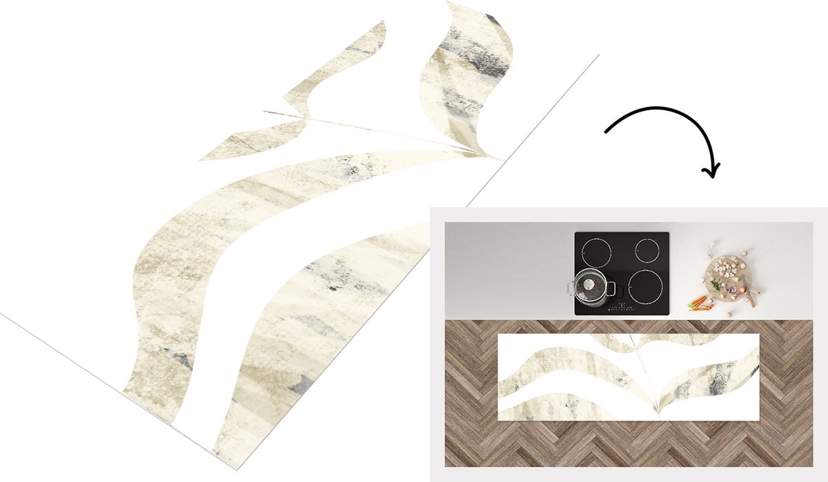 KitchenYeah Keukenloper - Loper keuken - Bladeren - Pastel - Design - 150x50 cm - Keukenloper vinyl Multicolor