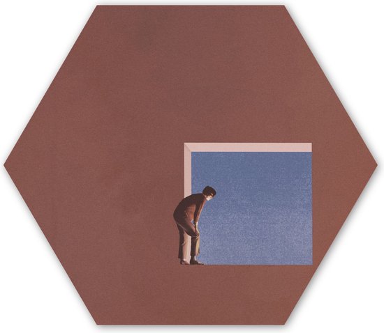 Hexagon wanddecoratie - Kunststof Wanddecoratie - Hexagon Schilderij - Man - Vintage - Design - 75x65 cm