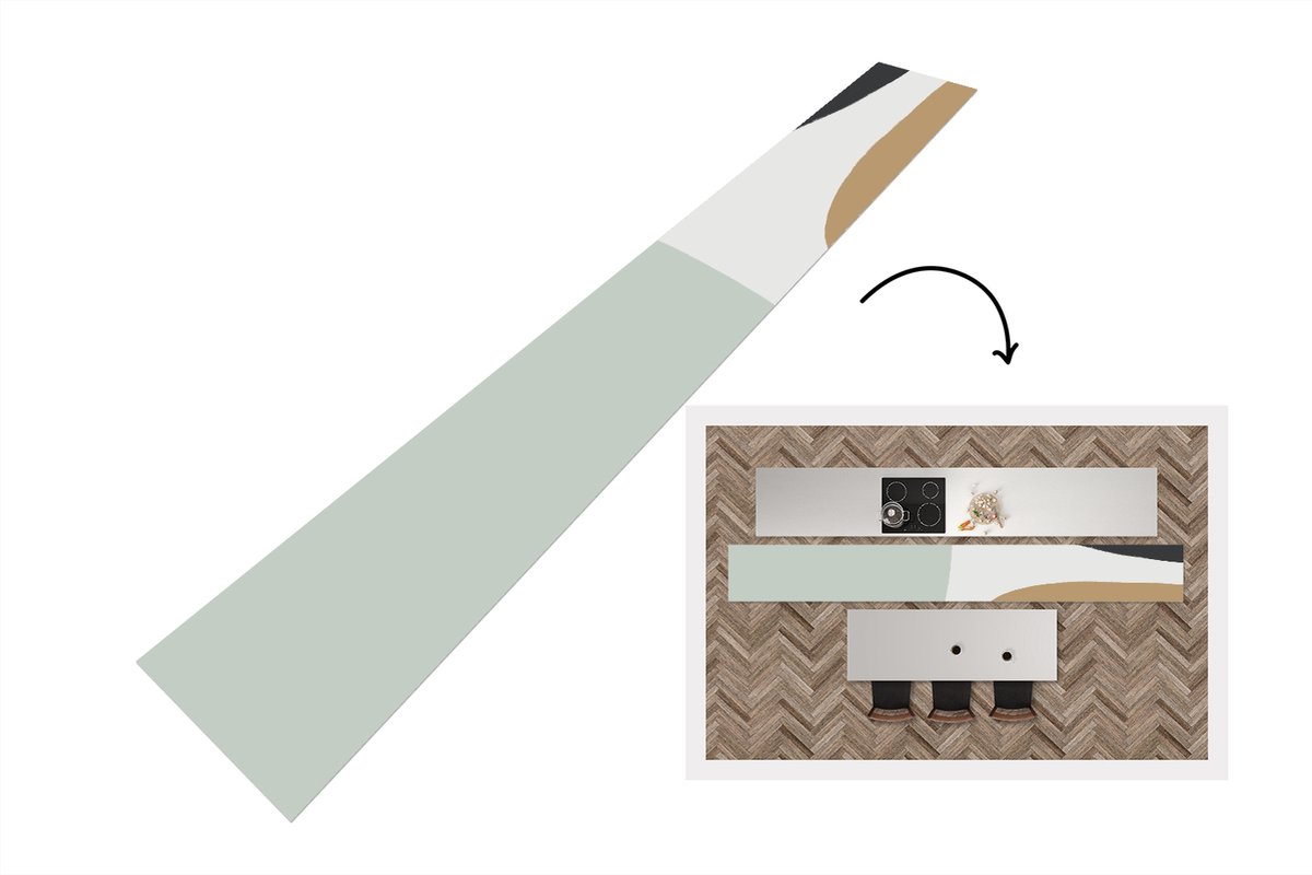 KitchenYeah Keukenloper - Loper keuken - Pastel - Minimalisme - Design - 480x60 cm - Keukenloper vinyl Multicolor