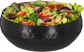 Relaxdays saladeschaal - rvs - saladekom - gehamerde look - serveerschaal - zwart/koper - S