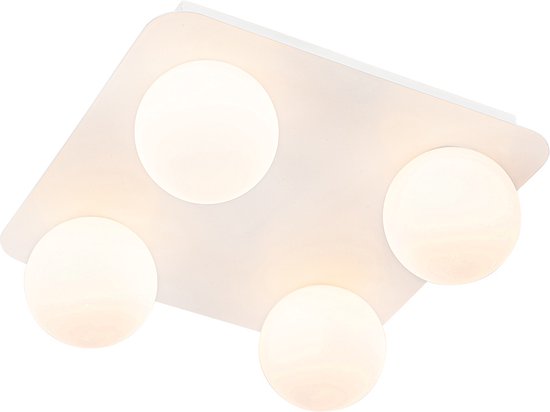 QAZQA cederic - Plafonnier moderne - 4 lumières - L 26 cm - Wit - Éclairage extérieur