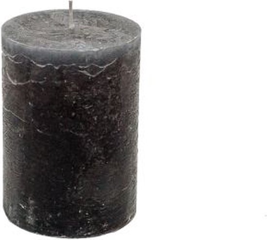 Bougie pilier - Gris foncé - 7x10 cm - paraffine - lot de 3