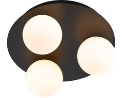 QAZQA cederic - Moderne Plafondlamp - 3 lichts - Ø 23 cm - Zwart - Buitenverlichting