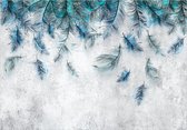 Fotobehangkoning - Behang - Vliesbehang - Fotobehang - Sapphire Breeze - Veren - 450 x 315 cm