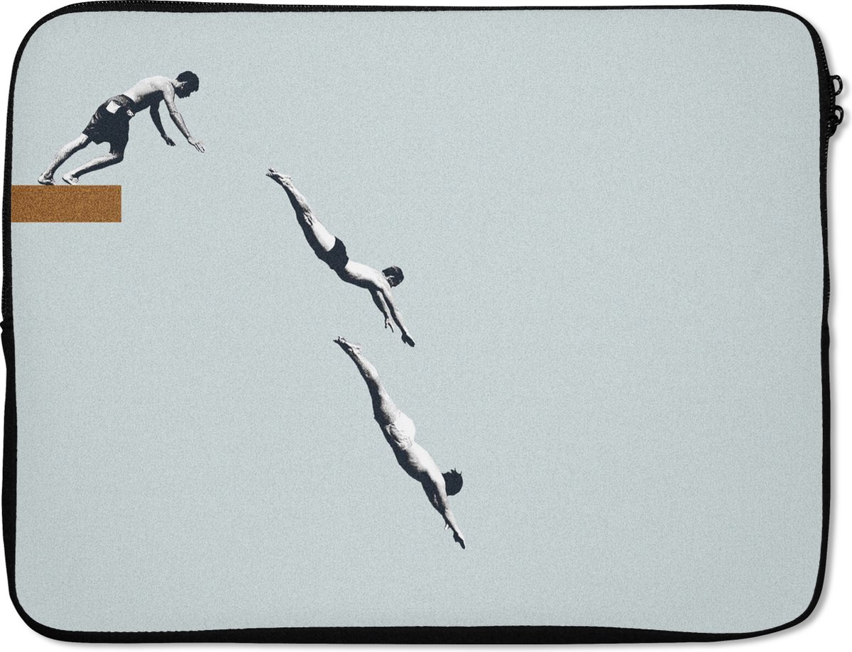 Laptophoes - Wijnglas - Man - Duiken - Vintage - Laptop case - 15 6 Inch - Laptophoezen