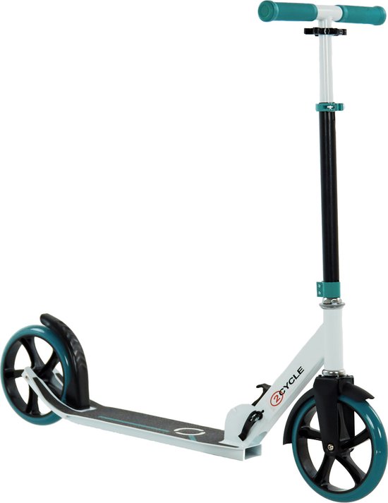 2Cycle Step - Aluminium -  Grote Wielen - 20cm -Turquoise - Autoped - Scooter