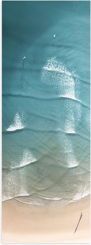 WallClassics - Poster Glanzend – Golven in Zeewater - 30x90 cm Foto op Posterpapier met Glanzende Afwerking