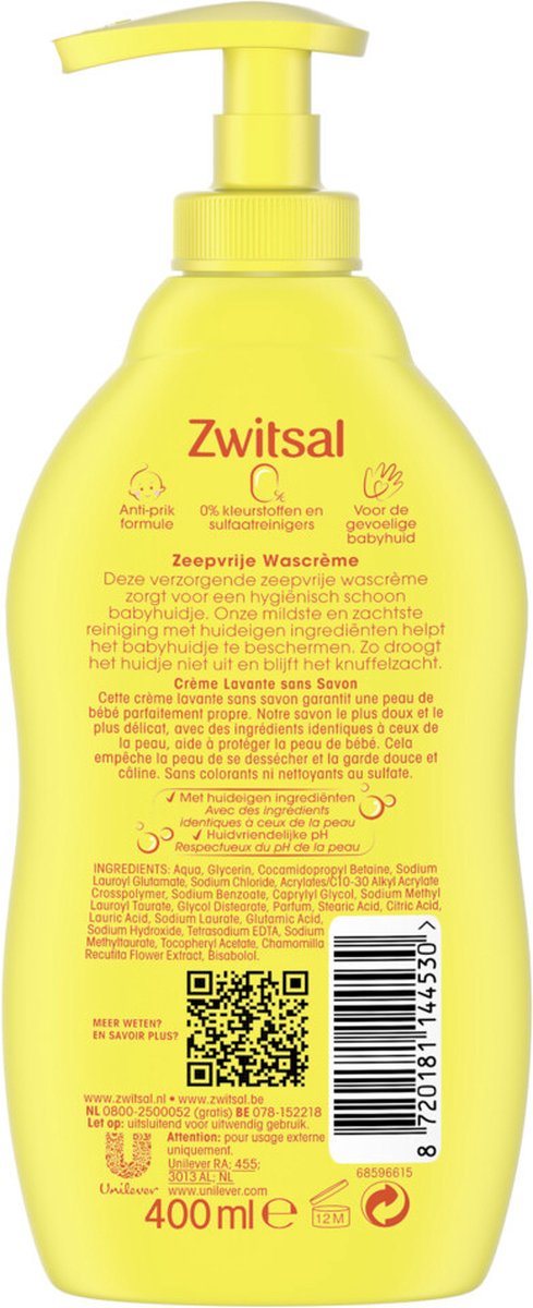 Zwitsal - Zeepvrije Wascreme - 3 x 400ml - Voordeelpack van Zwitsal — afbeelding 3