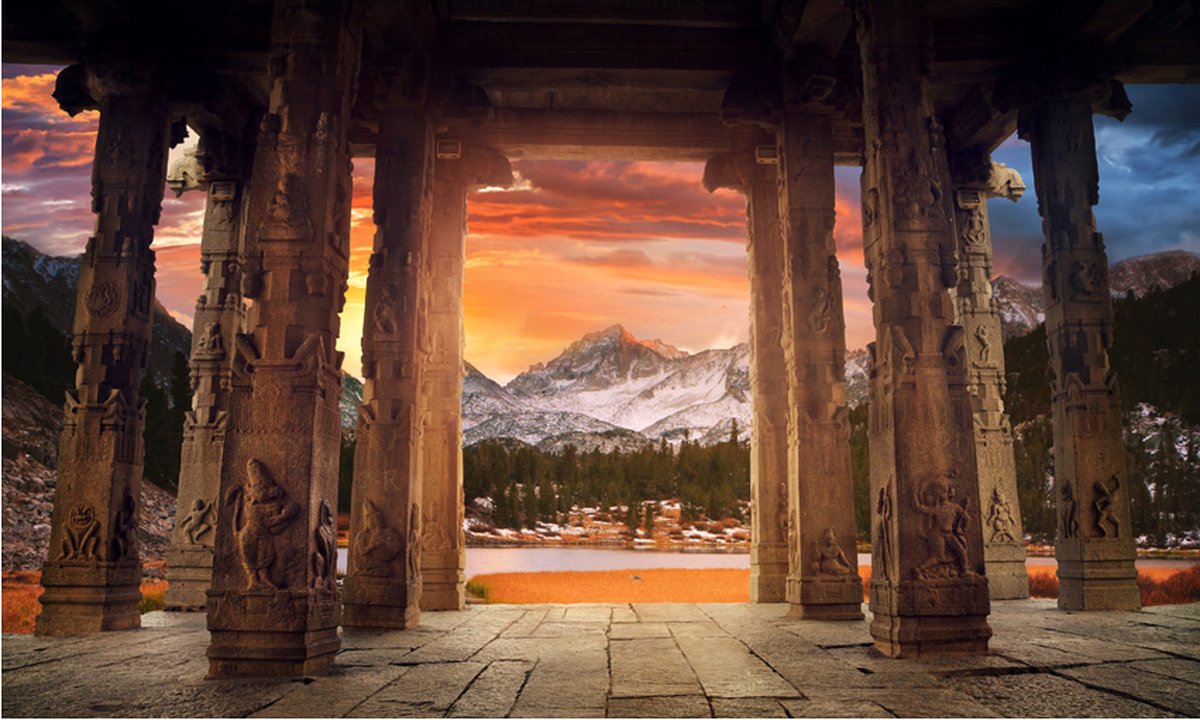 Fotobehang - Trail of rocky temples.