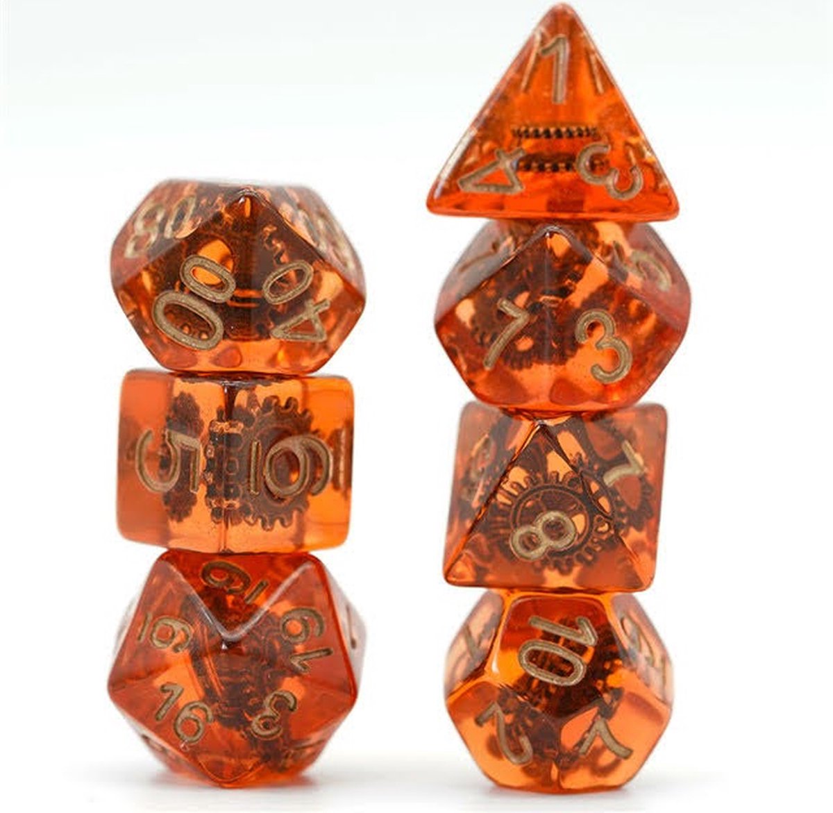 Lapi Toys - Dungeons and Dragons dobbelstenen - D&D dobbelstenen - D&D polydice - 1 set (7 stuks) - Oranje
