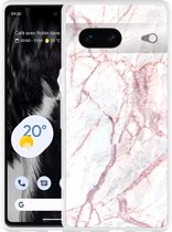 Google Pixel 7 Hoesje White Pink Marble - Designed by Cazy