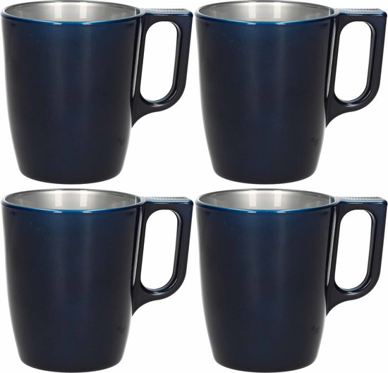 Outlook schade Aantrekkelijk zijn aantrekkelijk Set van 6x stuks koffiekopjes/bekers donkerblauw 250 ml - Koffie/thee kopjes  van keramiek | bol.com