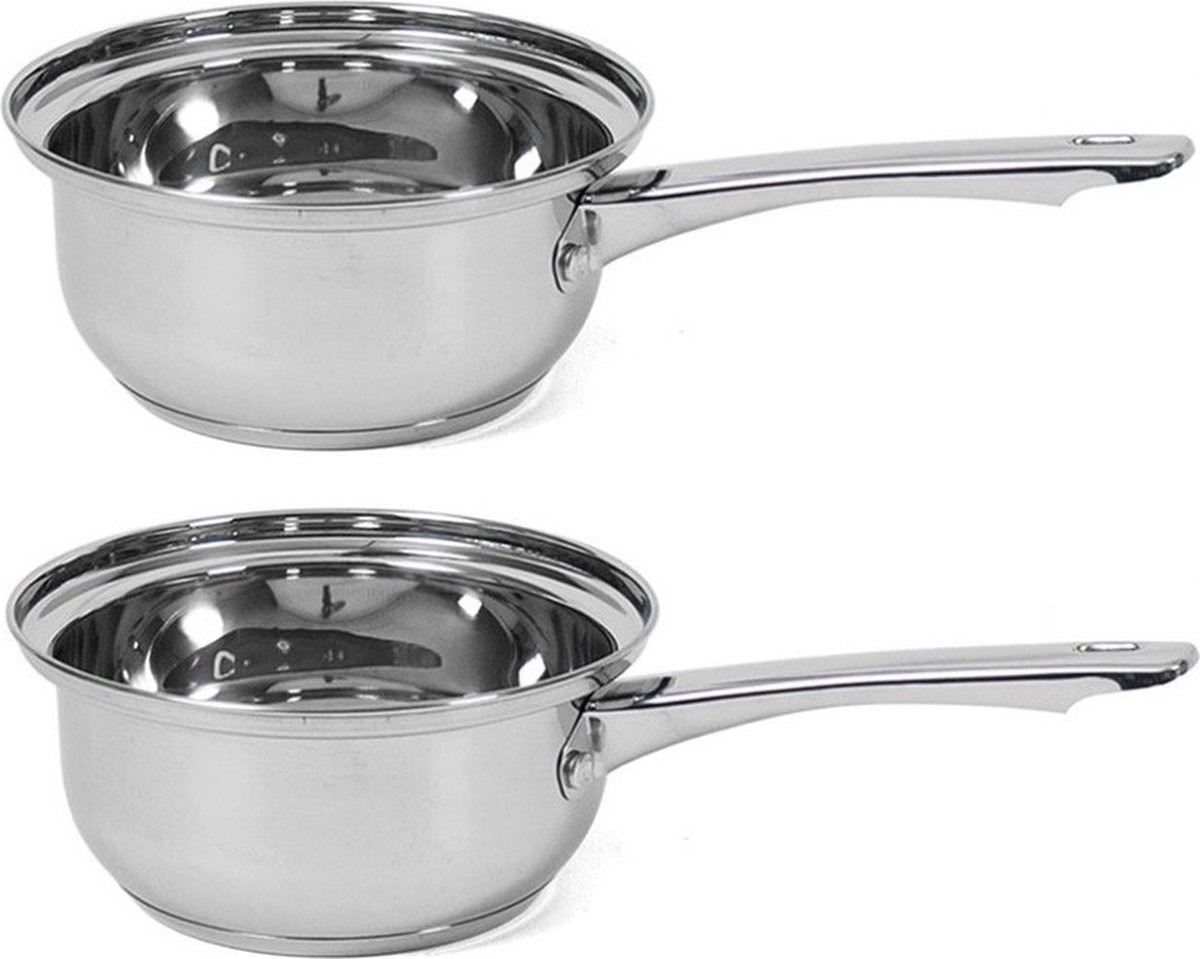 Gerimport Steelpan Manhatten - Set van 2x stuks - 3 liter - 18 cm - saus en juspan