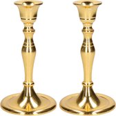 Set van 2x stuks luxe kaarsenhouder/kandelaar klassiek goud metaal 10 x 10 x 17 cm - Kandelaars voor dinerkaarsen