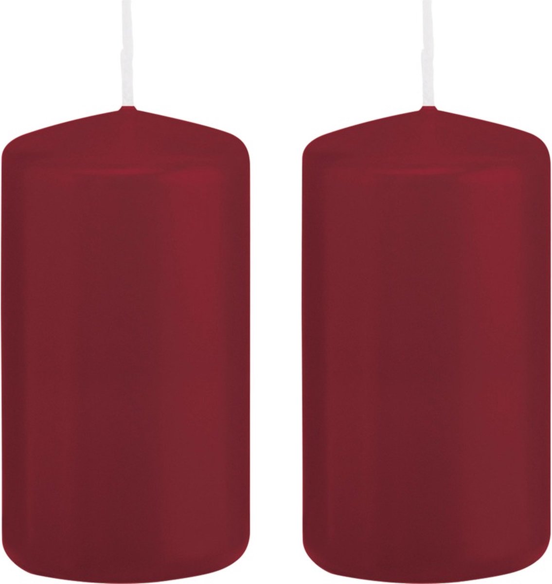Trend Candles Cilinderkaars/stompkaars - 2x - bordeauxrood - 6 x 12 cm - 40 branduren - met brandvertragende folie Bordeaux rood