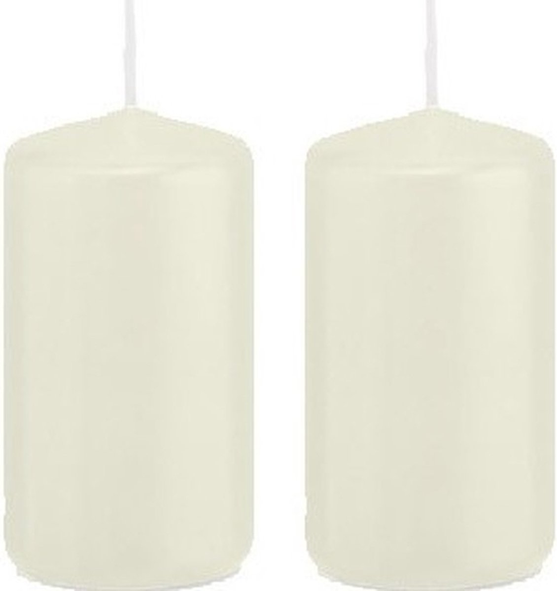 Trend Candles Cilinderkaars/stompkaars - 2x - ivoorwit - 5 x 10 cm - 23 branduren - met brandvertragende folie