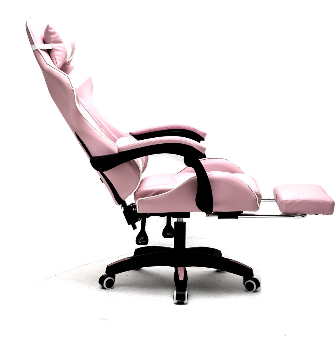 VDD Gaming - Game stoel - Gaming - Bureaustoel - Gamestoel Roze - Met Nekkussen & Verstelbaar Rugkussen - Silicone Game Stoel - Draaistoel - Ergonomische Game Stoel - Gamestoelen - Hoogte Verstelbaar - Roze & Wit – foto 6