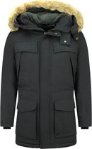 Enos Long Men Parka Jacket - Avec col en fourrure - Black Men Winter Jacket Men Jacket Taille S