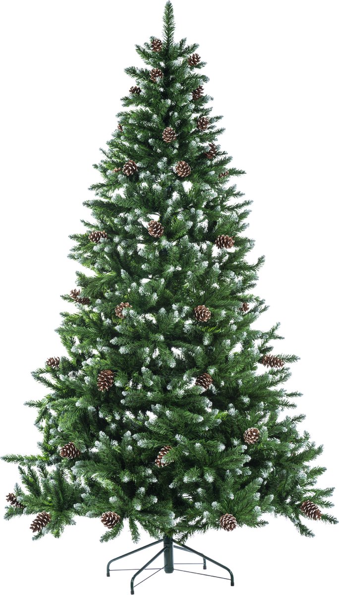 GENERIC - Kunstkerstboom - Kerstboom kunststof NORWAY - Frost met dennenappels - 240 cm - 1367 tips - Kerstboom met standaard - Snelle montage - Kerstboom - Kerstboom