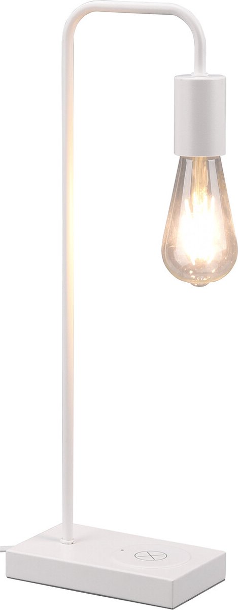 Reality - LED Tafellamp - Tafelverlichting - E27 Fitting - Rechthoek - Wit - Aluminium