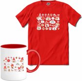 Kerst gnomies - T-Shirt met mok - Meisjes - Rood - Maat 12 jaar