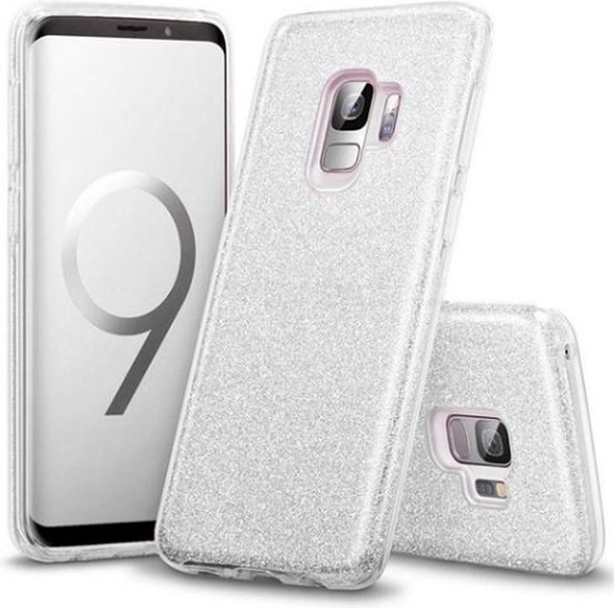 Samsung S9 Siliconen Glitter Hoesje Zilver