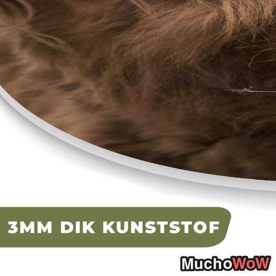 Miroir ovale - Décoration murale en plastique - Tableau ovale - Highlander écossais - Marron - Animaux - 60x90 cm - Forme miroir ovale sur plastique