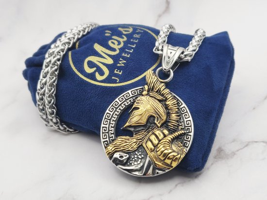Mei's | Lacy The Spartan | ketting mannen / Spartaan sieraad | Stainless Steel / 316L Roestvrij Staal / Chirurgisch Staal | 70 cm / zilver / goud