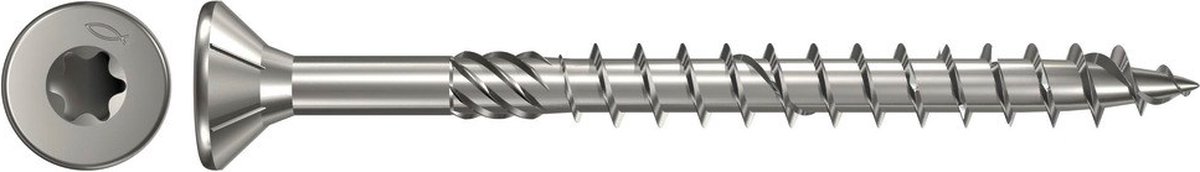 Fischer spaanplaatschroef 5x60mm - platkop - RVS A4 - deeldraad - T20 - 40566 (Per 200 stuks)