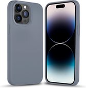 Coverzs Solid silicone case geschikt voor Apple iPhone 14 Pro (lavendel grijs) - iPhone 14 Pro hoesje grijs - iPhone 14 Pro case geschikt voor Apple - Luxe siliconen hoesje met 3-laags bescherming