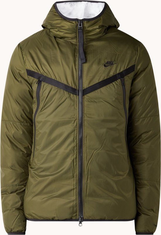 Nike Gewatteerd jack met capuchon en ritszakken - Groen - Maat XL