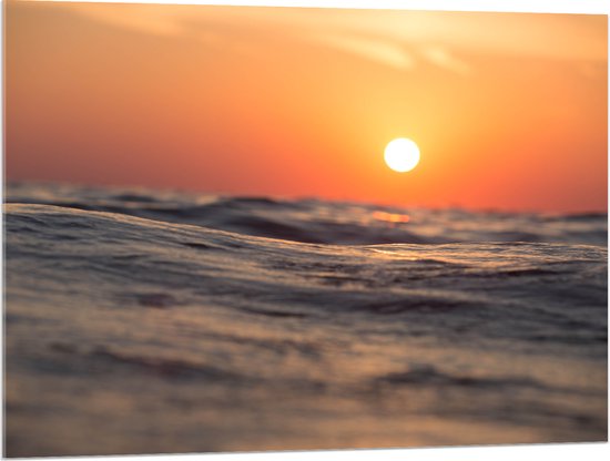 WallClassics - Verre Acrylique - Mer Calmante avec Coucher de Soleil - 100x75 cm Photo sur Verre Acrylique (Décoration murale sur Acrylique)