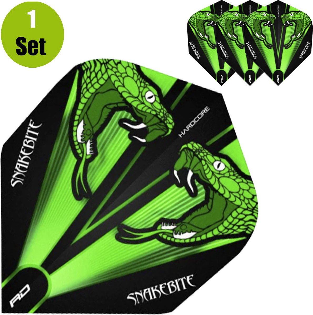 RedDragon Peter Wright Snakebite Transparant Dartflights - Groen
