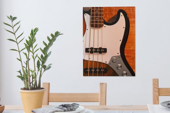 Guitare basse sur fond orange Toile 30x40 cm - petit - Tirage photo sur toile (Décoration murale salon / chambre)