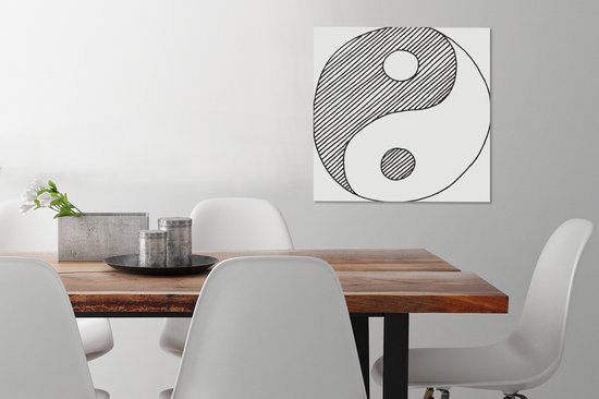 Une illustration d'une toile du logo Yin et Yang esquissée 50x50 cm - Tirage photo sur toile (Décoration murale salon / chambre)