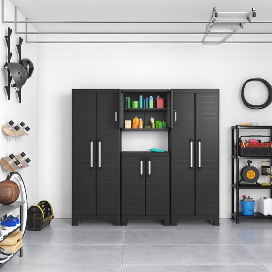 Keter Detroit XL Hoge Kast - 4 planken - 89x54x182cm - Zwart | Leen Bakker