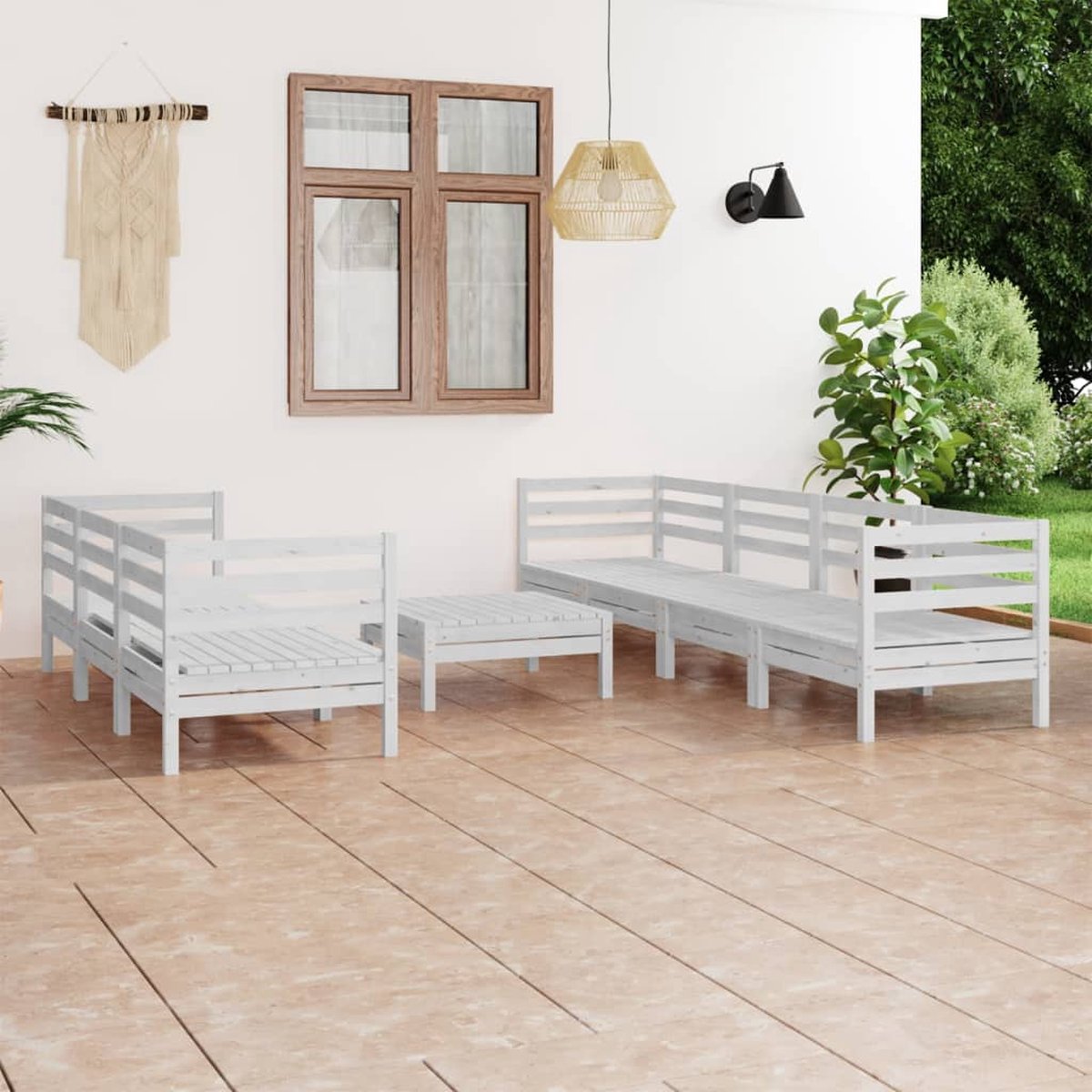 Prolenta Premium - 8-delige Loungeset massief grenenhout wit