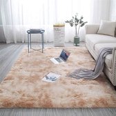 Happyment® Zacht fluffy vloerkleed - Hoogpolig tapijt - Wasbaar - Tapijten slaapkamer, woonkamer, kinderkamer - Beige 200x140 cm