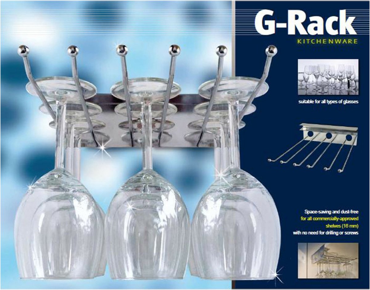 Lowenthal Glasrekhouder - RVS - zonder boren - 12 glazen - 35 cm