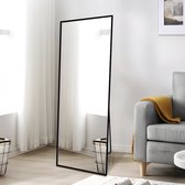 SensaHome - Minimalistische Design Wandspiegel - Staande Rechthoekige Spiegel met Metalen Rand - Zwart - Modern - Kleedkamer Spiegel/ Badkamerspiegel - 60x165x4 CM