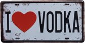 Plaque murale - I love vodka - Décoration - Plaque Métal - Vodka - Décoration bar - Plaque métal - Plaque texte - Décoration murale - Résistant aux UV - Plaques métal - Décoration murale - Plaque métal - 15 x 30 cm - Cave & Garden