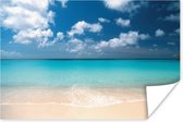 Tropische zee en strand Poster 90x60 cm - Foto print op Poster (wanddecoratie woonkamer / slaapkamer) / Zon Poster