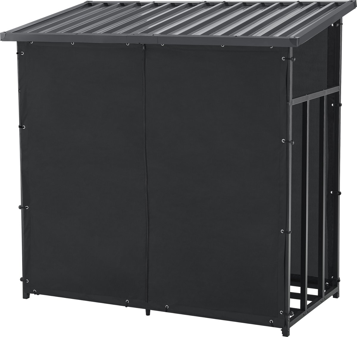 Brandhout rek houtopslag Yakutat 145x143x70 cm zwart | bol.com