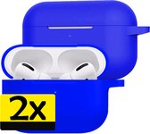 Hoesje Geschikt voor AirPods Pro 2 Hoesje Siliconen Case - Hoes Geschikt voor Apple AirPods Pro 2 Case Hoesje - Blauw - 2 Stuks