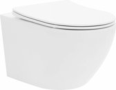REA Carlo Mini WC mural sans rebord 49 cm, siège à fermeture douce - Wit brillant