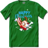Happy christmas - T-Shirt - Meisjes - Kelly Groen - Maat 12 jaar
