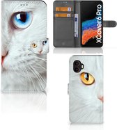 GSM Hoesje Geschikt voor Samsung Galaxy Xcover 6 Pro Bookcover Case Witte Kat