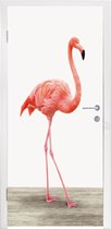 Deursticker kind - Decoratie voor kinderkamers - Flamingo - Roze - Vogel - Meisjes - Jongens - Kind - 85x215 cm - Deursticker dieren - Woondecoratie