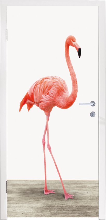 Deursticker kind - Decoratie voor kinderkamers - Flamingo - Roze - Vogel - Meisjes - Jongens - Kind - 85x215 cm - Deursticker dieren - Woondecoratie