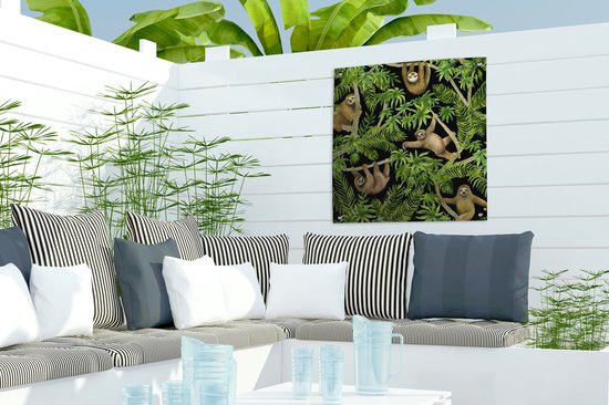 Posters de jardin Paresseux - Palmier - Motif - Garçons - Filles - Enfants - Enfant - 50x50 cm - Toile de jardin - Affiche extérieure